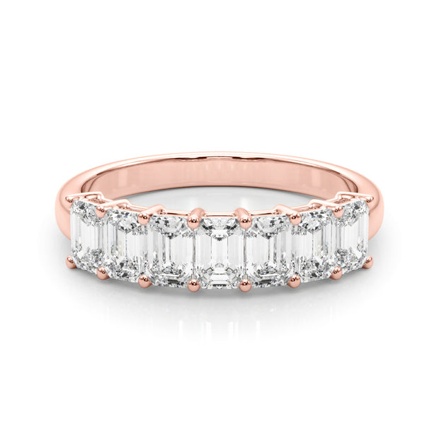 18K Rose Gold Emerald Diamond Wedding Ring