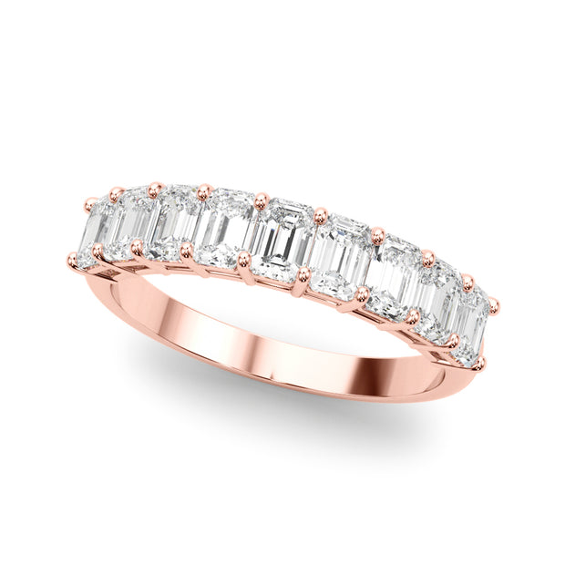 18K Rose Gold Emerald Diamond Wedding Ring