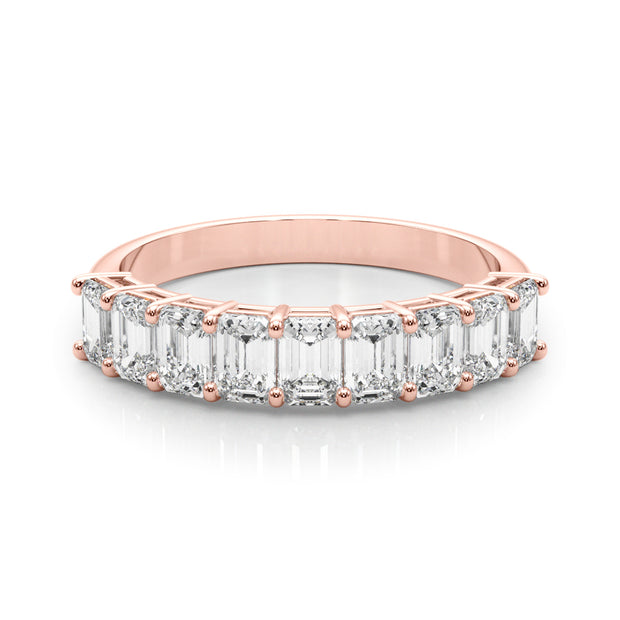 18K Rose Gold Emerald Diamond Wedding Ring