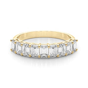 14K Yellow Gold Emerald Diamond Wedding Band
