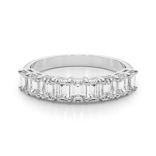 Multi-Diamond Emerald Cut Wedding Ring