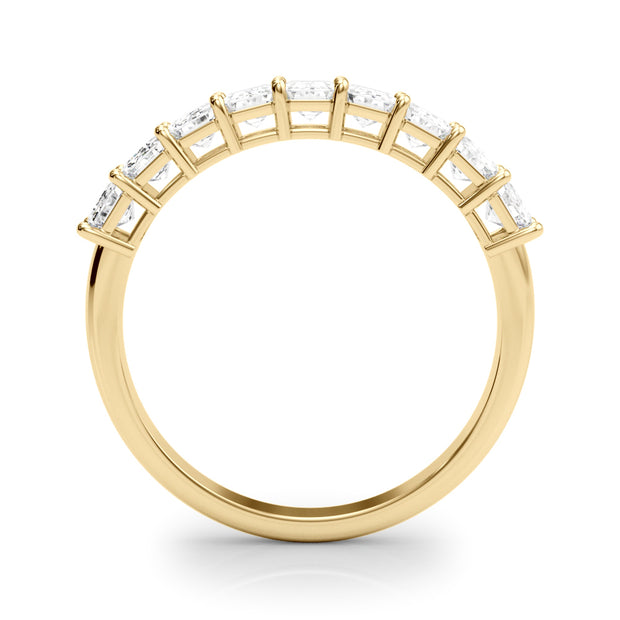 14K Yellow Gold Emerald Diamond Wedding Band