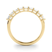 14K Yellow Gold Emerald Diamond Wedding Band