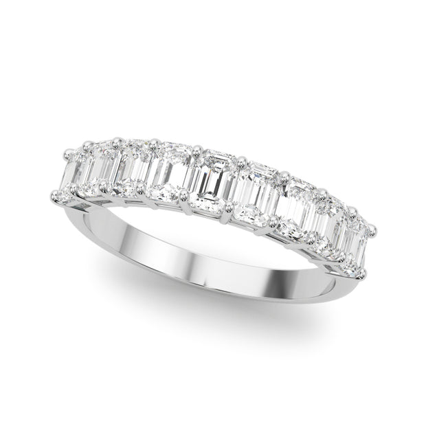 Multi-Diamond Emerald Cut Wedding Ring