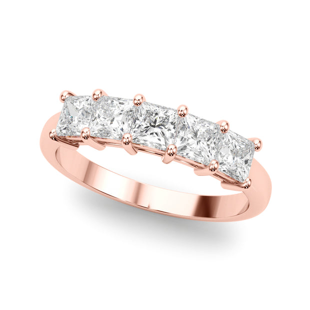 14K Rose Gold Square Diamond Wedding Ring