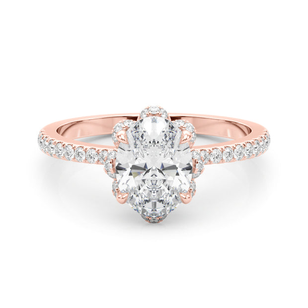 18K Rose Gold 1/2 ct tw Halo Diamond Engagement Ring