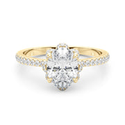 18K Yellow Gold Oval Diamond Engagement Ring with Halo