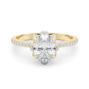 14K Yellow Gold 1/2 ct tw Halo Diamond Engagement Ring