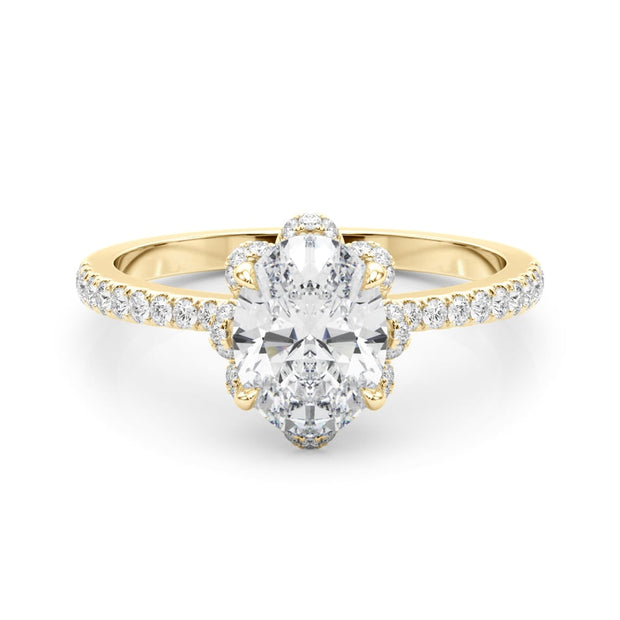 14K Yellow Gold 1/2 ct tw Halo Diamond Engagement Ring