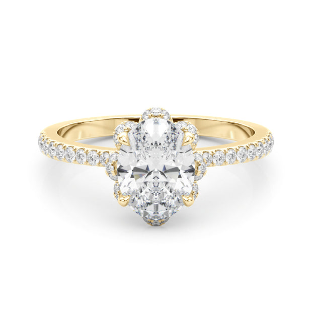 18K Yellow Gold 1/2 ct tw Halo Diamond Engagement Ring
