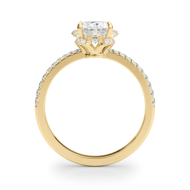 18K Yellow Gold 1/2 ct tw Halo Diamond Engagement Ring