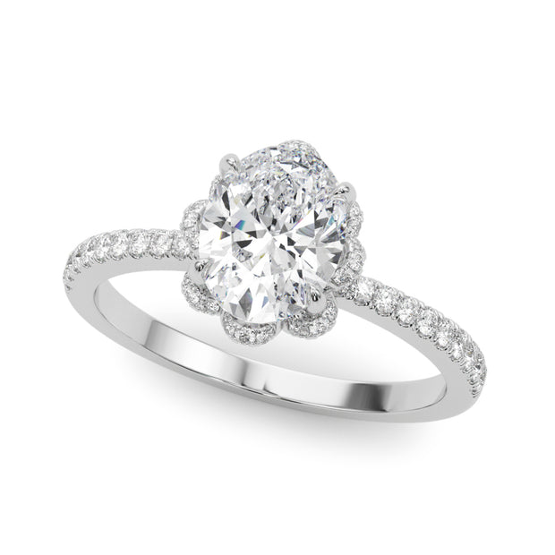 14K White Gold 1/2 ct tw Halo Diamond Engagement Ring