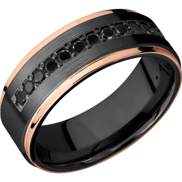 Zirconium with Satin , Polish Finish and 14K Rose Gold Inlay