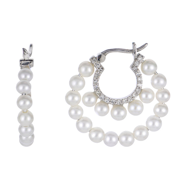 14KT White Gold Freshwater Pearl Earring