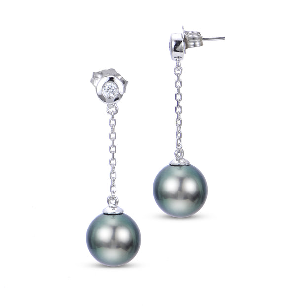 14KT White Gold Tahitian Pearl Earring