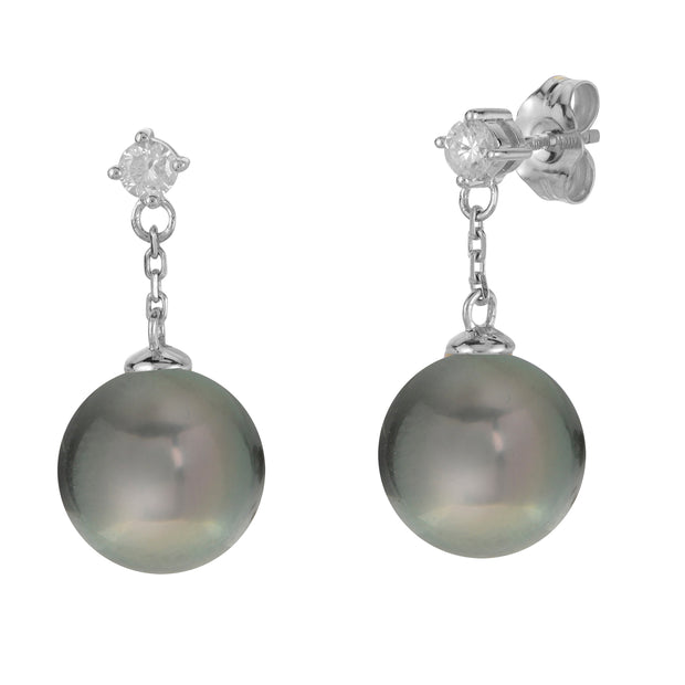 14KT White Gold Tahitian Pearl Earring