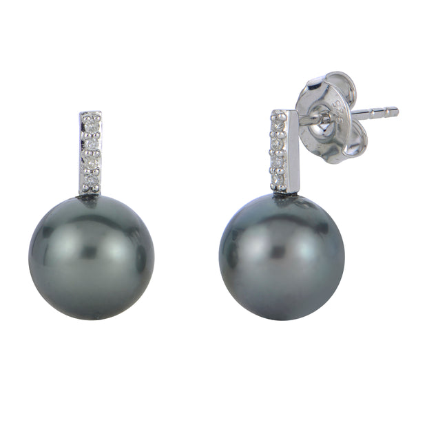 14KT White Gold Tahitian Pearl Earring