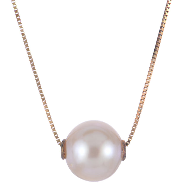 14KT Rose Gold Freshwater Pearl Solitaire Necklace