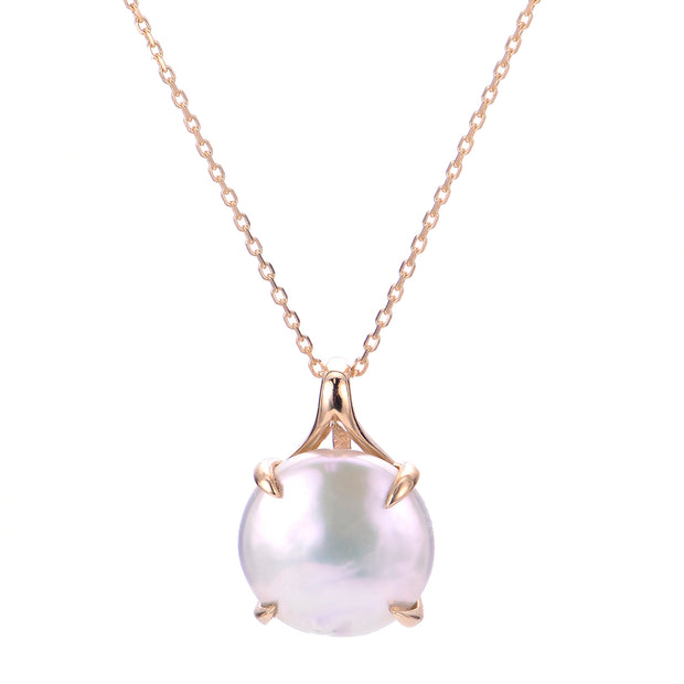 14KT Yellow Gold Freshwater Coin Pearl Pendant