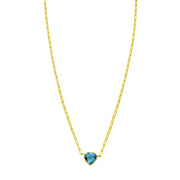 14K Blue Topaz Heart Necklace