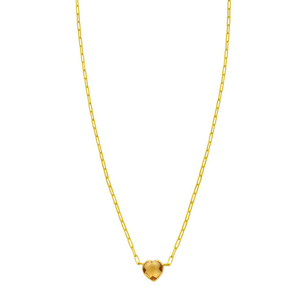 14K Citrine Heart Necklace