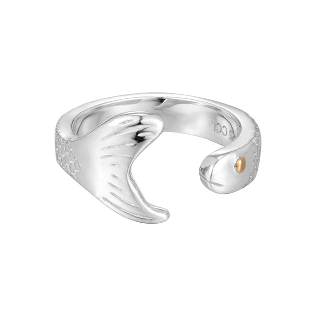 Cape Cod Fish Ring in Sterling Silver with 14K Yellow Gold Eye