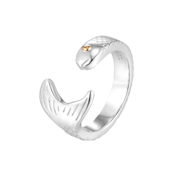 Cape Cod Fish Ring in Sterling Silver with 14K Yellow Gold Eye