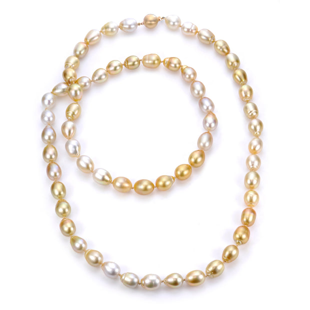 14KT Yellow Gold Golden South Sea Pearl Necklace