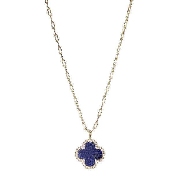 Sterling Silver Lapis Lazuli and CZ Necklace