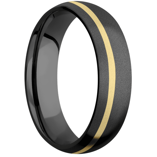 Zirconium with Bead , Bead Finish and 14K Yellow Gold Inlay