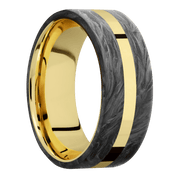 14K Yellow Gold with Polish Finish and Forged Carbon Fiber Inlay