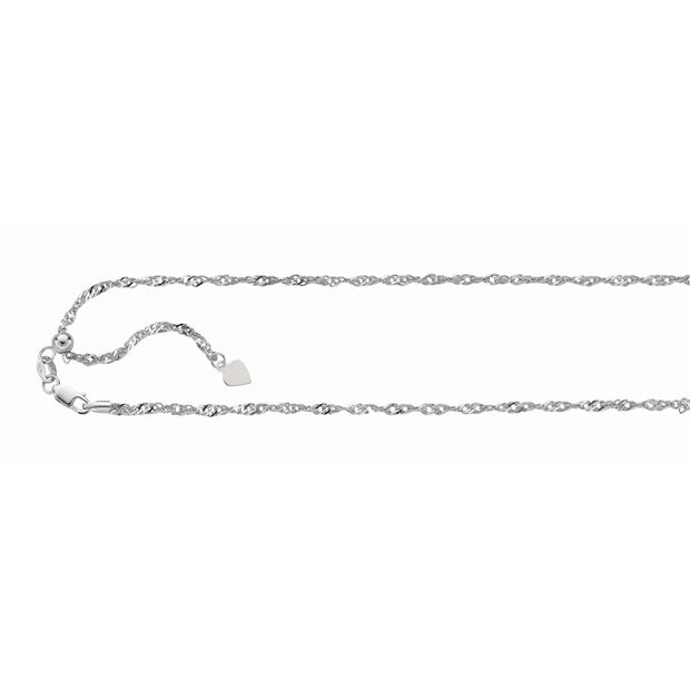 Silver 1.5mm Adjustable Singapore Chain