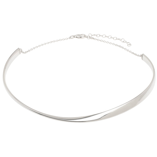 Silver Sculpted Collar Necklace