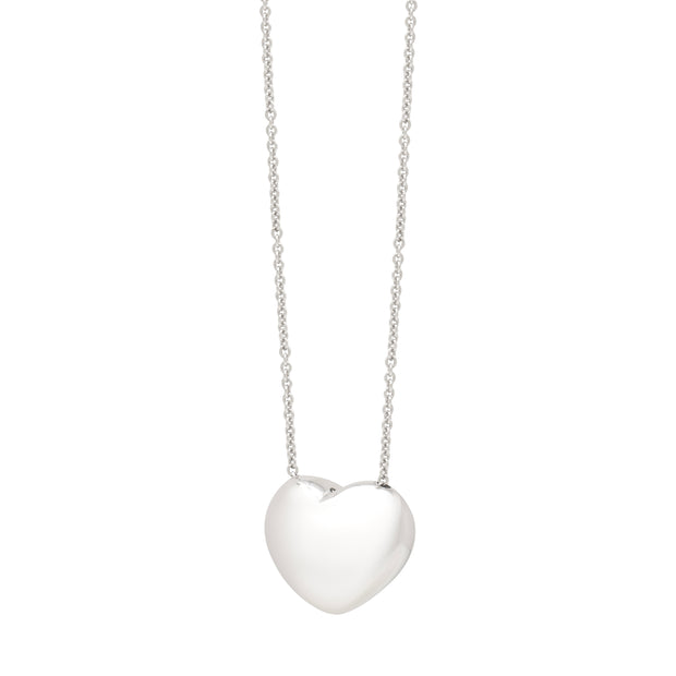 Silver Puffy Heart Necklace