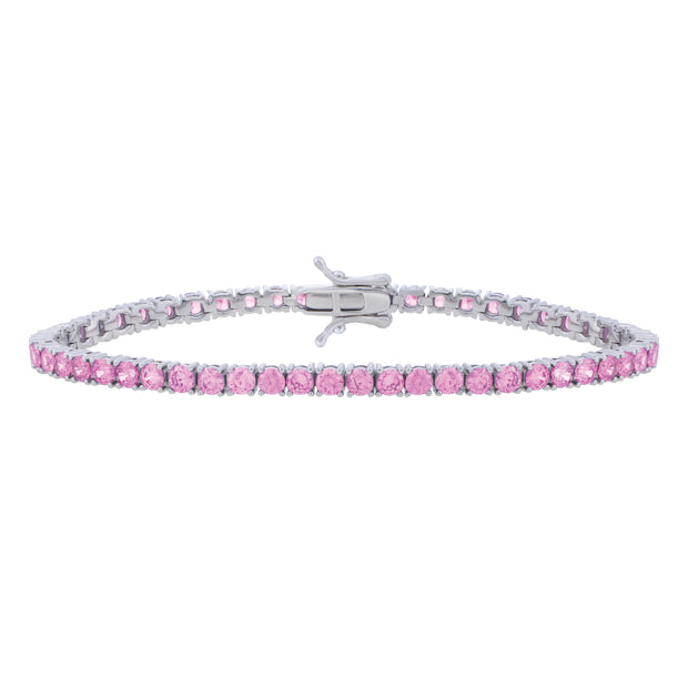 Silver Pink CZ Tennis Bracelet