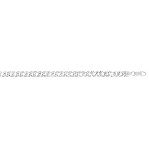 Silver 7.3mm White Pave Curb Chain