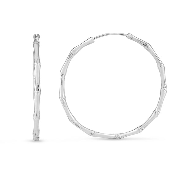 Silver Bamboo Hoops