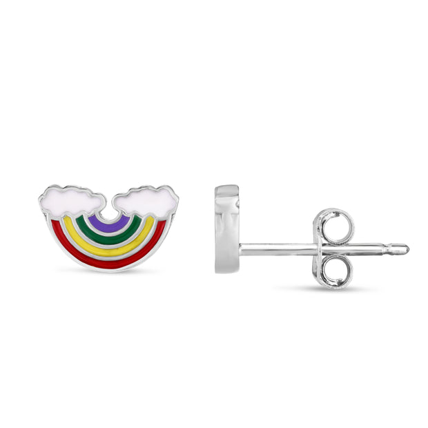 Silver Enamel Rainbow Studs