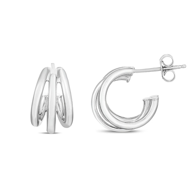 Silver Triple Row Hoops