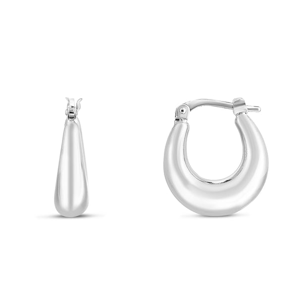 Silver Puffed Graduated Hoops