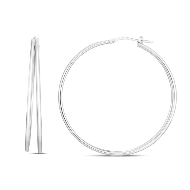 Silver 40mm Split Skinny Hoops