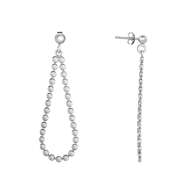 Silver Polished Disc Pear Earring