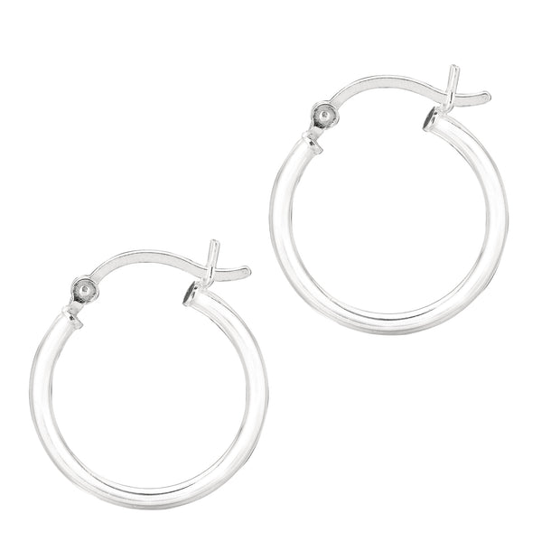 Silver 2x15mm Hoop Earring