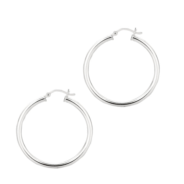 Silver 3x35mm Hoop Earring