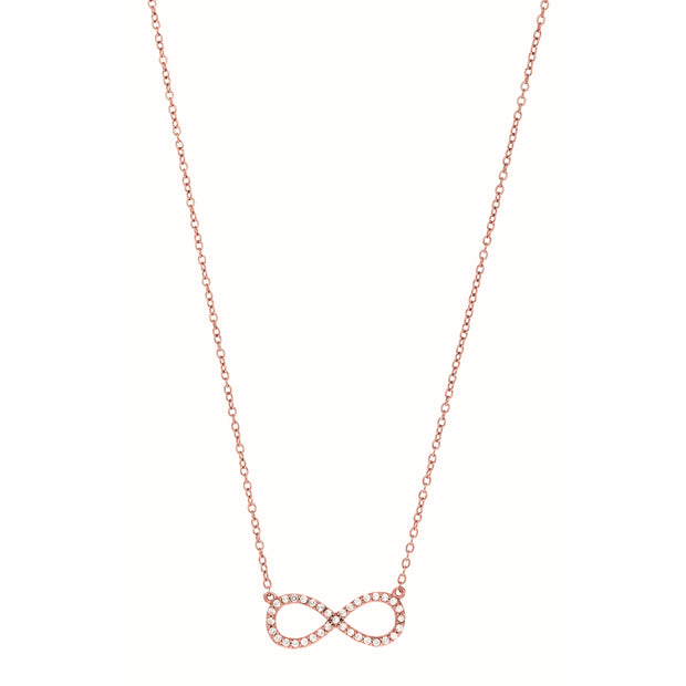 Silver 18"" Pave CZ Infinity Necklace