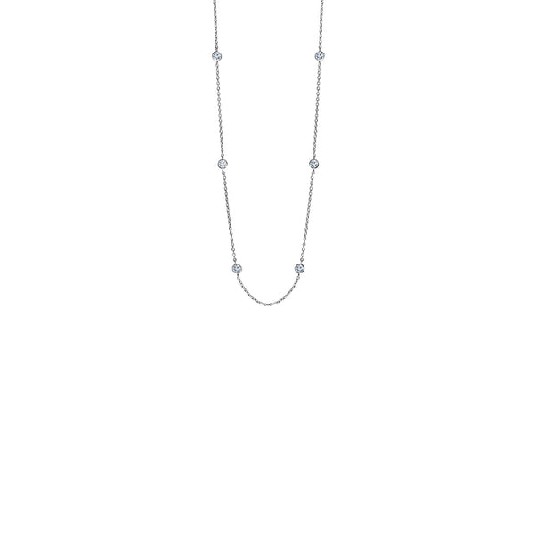 Silver CZ Station Necklace