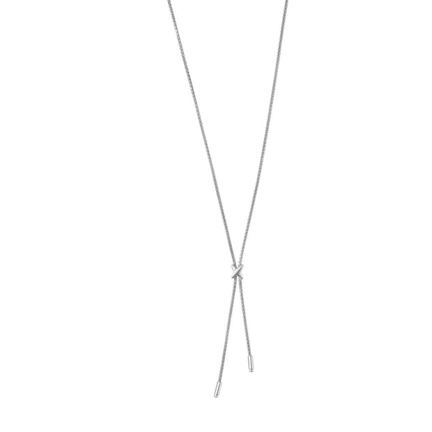 Silver ""X"" Lariat Bar Necklace