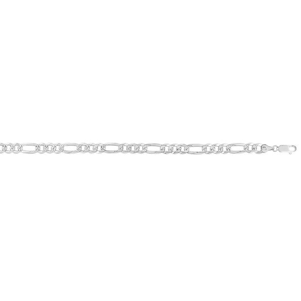 Silver 6.3mm White Pave Figaro Chain