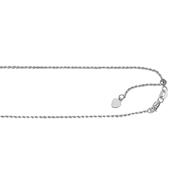 Silver 1mm Adjustable 30"" Rope Chain