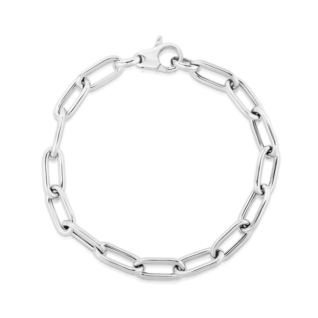 Silver Rounded Paperclip Link Bracelet